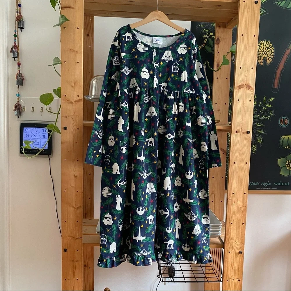 Hanna Andersson Star Wars Christmas Flannel Pajama Nightgown Dress 14
